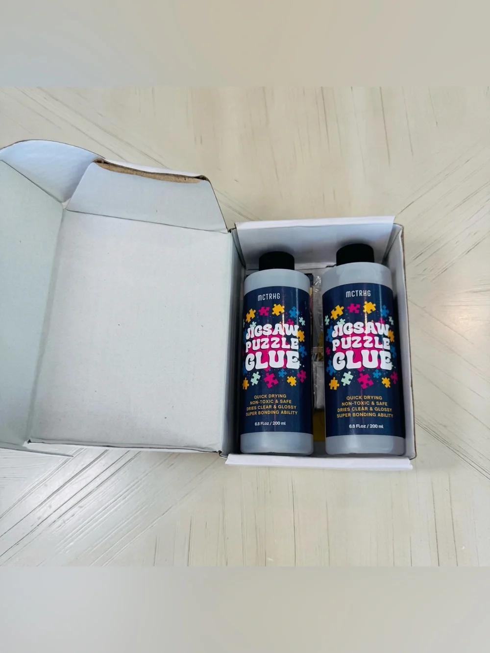 Jigsaw Puzzle Glue 2-Pack w/ Applicators Clear Quick-Dry PVA ~ 350mL Remaining